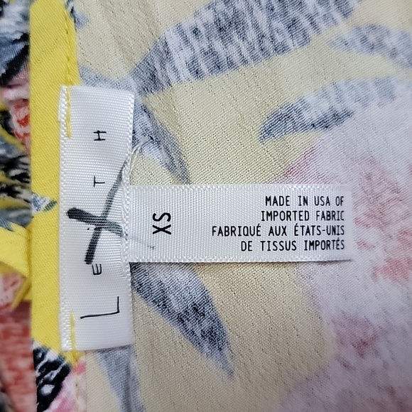 Leith Yellow Tropical Floral Mini Shorts Rompers/ XS - Picture 15 of 16